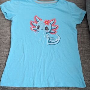 4/$20 Cute Blue Axolotl T-shirt size M (8-10)